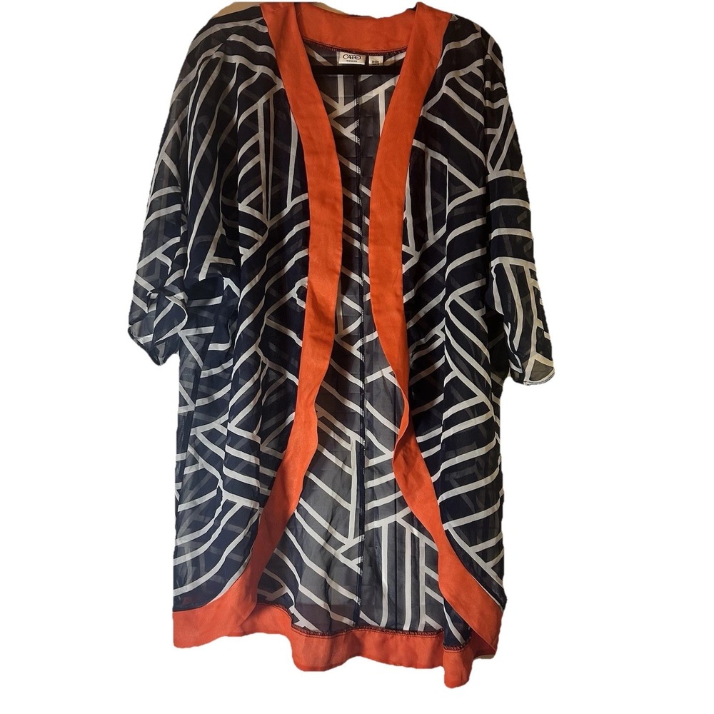 Cato Size 18/20 Kimono Duster Topper Coverup Cardigan Wrap Boho Sheer Open Front